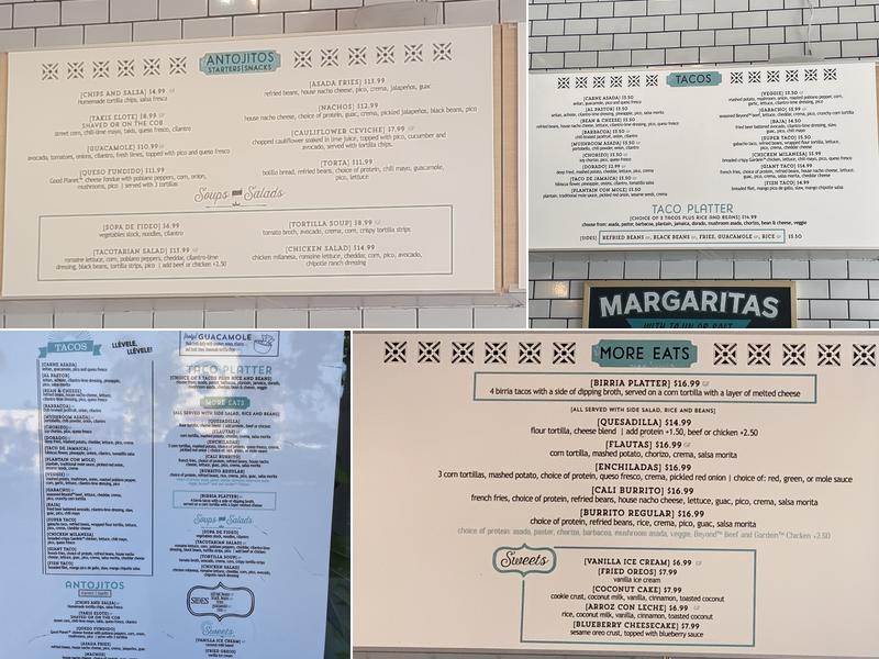 Tacotarian Menu