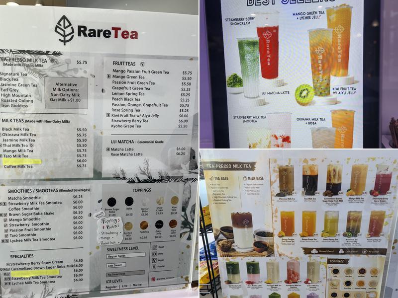 RareTea Menu