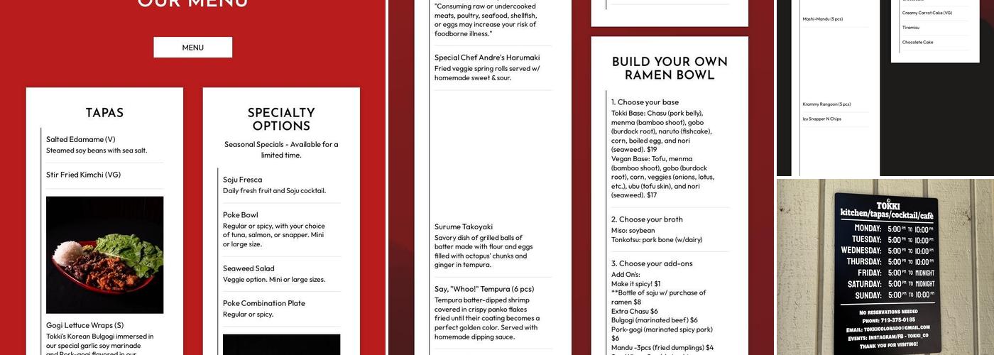 Tokki Menu