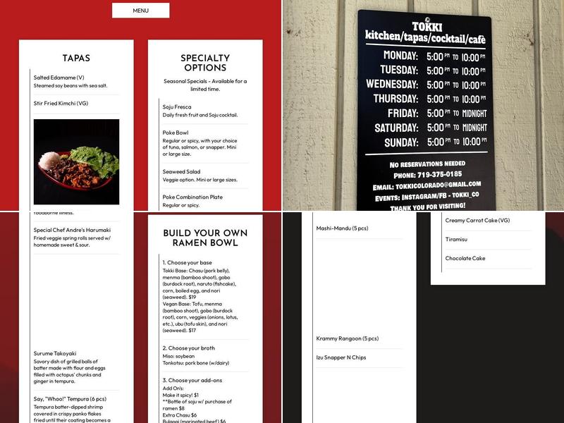 Tokki Menu