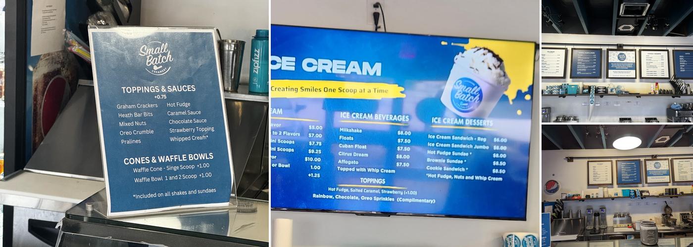 Small Batch Creamery Menu