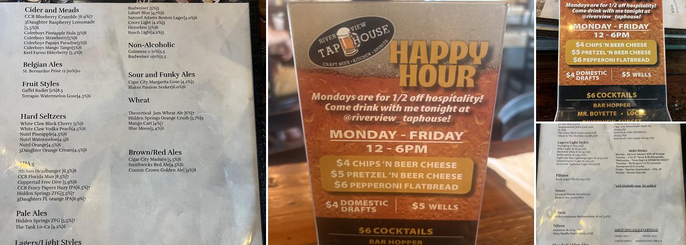 Riverview Tap House Menu