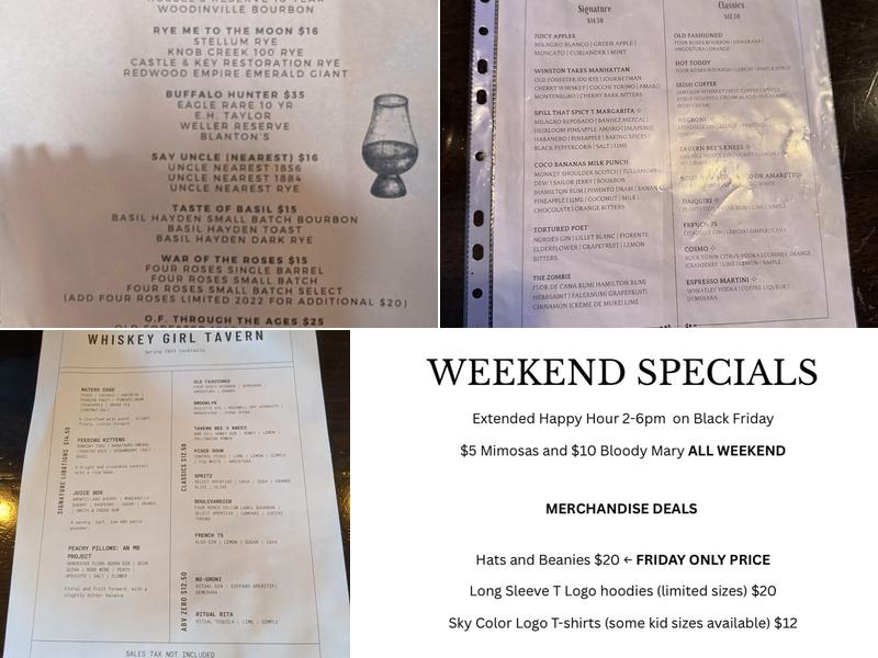 Whiskey Girl Tavern Menu
