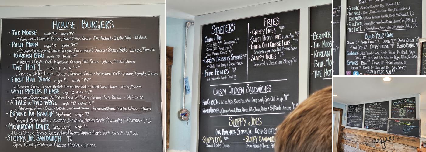 Moose Burger Menu