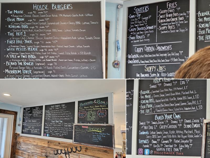 Moose Burger Menu
