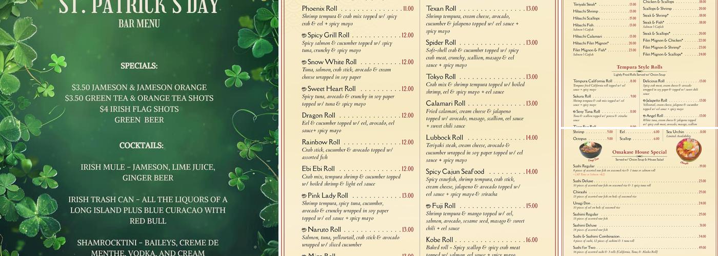 Kobe Steakhouse & Sushi Bar Menu