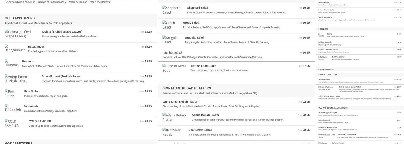 Istanbul Cuisine Menu