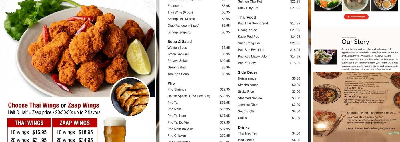 Pho Bowl Restaurant Menu