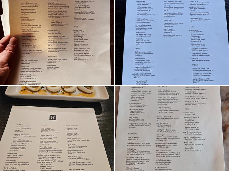 Roth Social House Menu