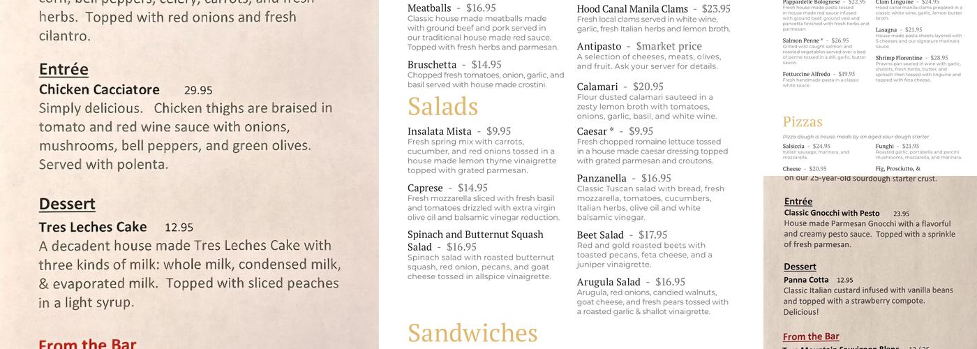 Dalla Baia Menu