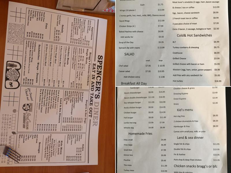 Spencer's Diner Menu