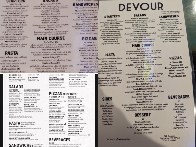 Devour Menu