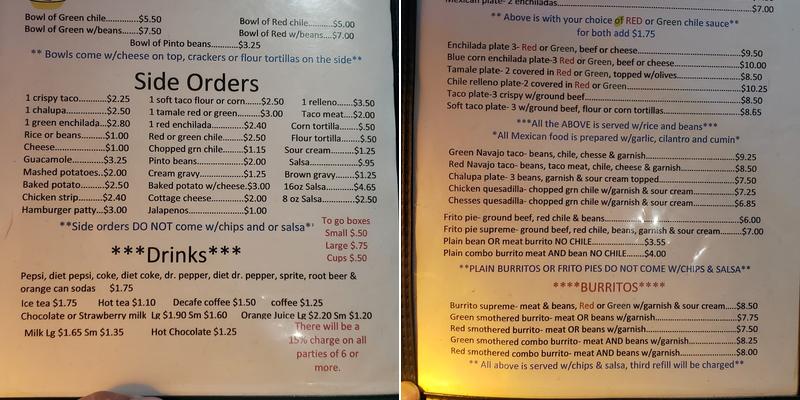 Sadie's Frontier Restaurant Menu