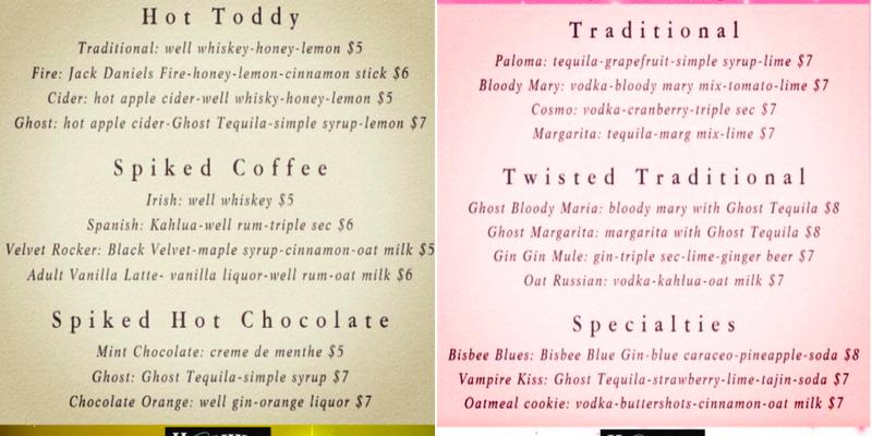 Hitching Post Saloon Menu