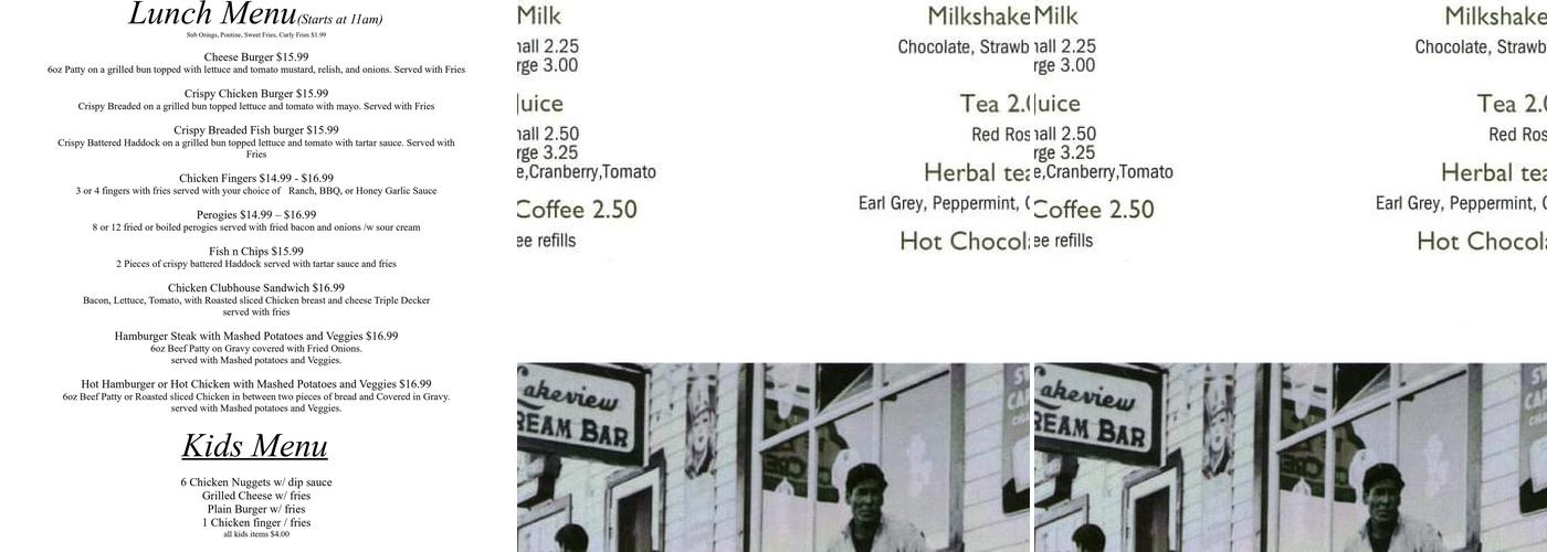 Lakeview Restaurant Menu