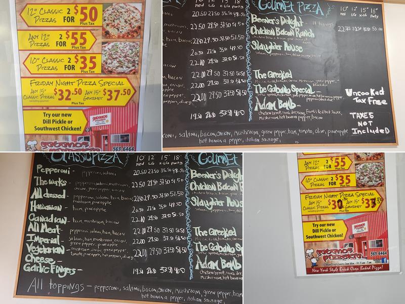 Gabano’s Pizza Menu