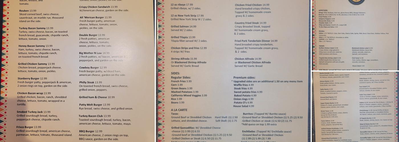 El Tequila Grill and Cantina Menu