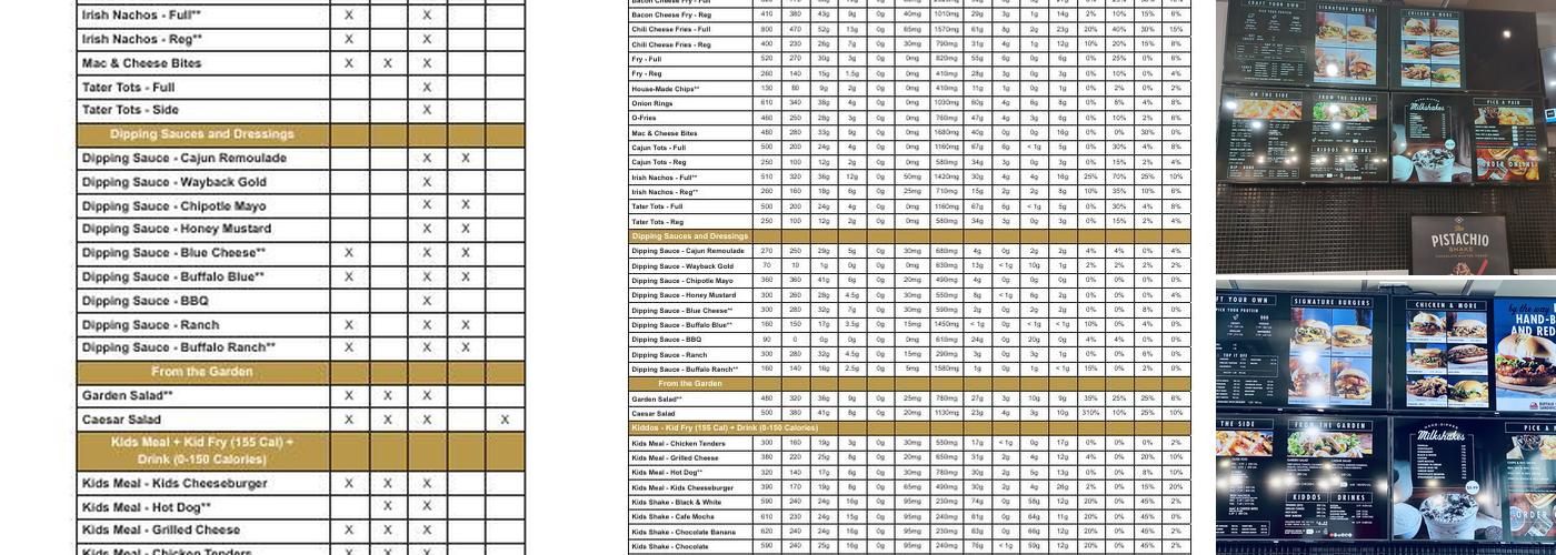 Wayback Burgers Menu