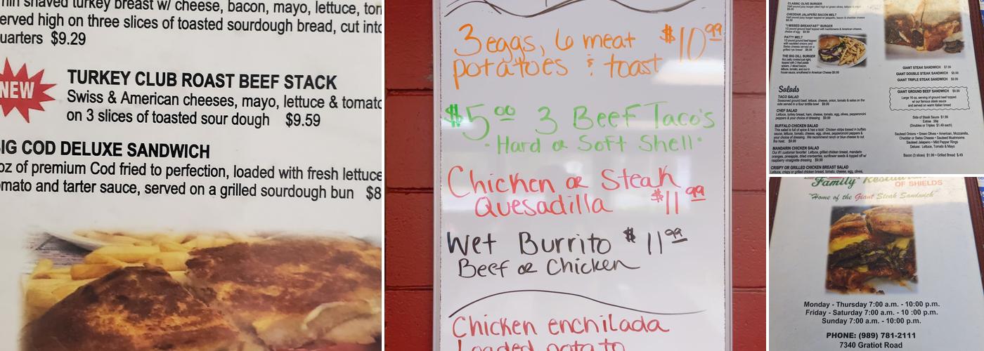 Tony’s of Shields Menu