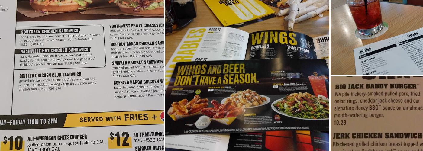 Buffalo Wild Wings Menu