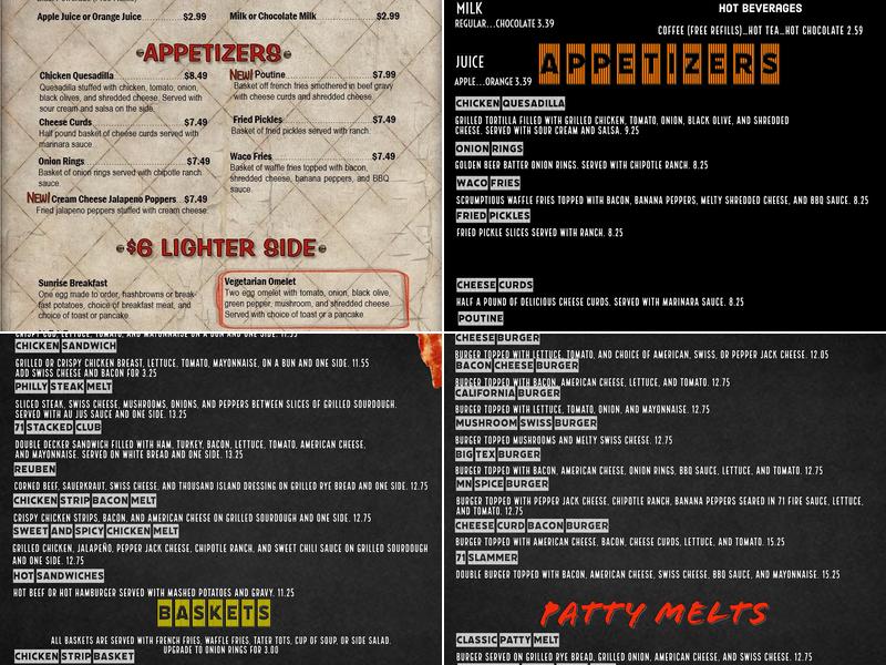Restaurant 71 Menu