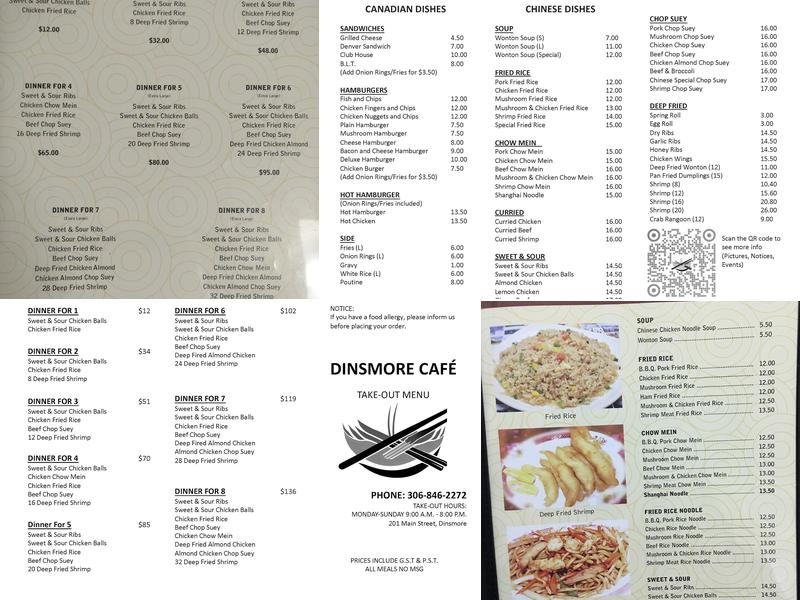 Dinsmore Cafe Menu