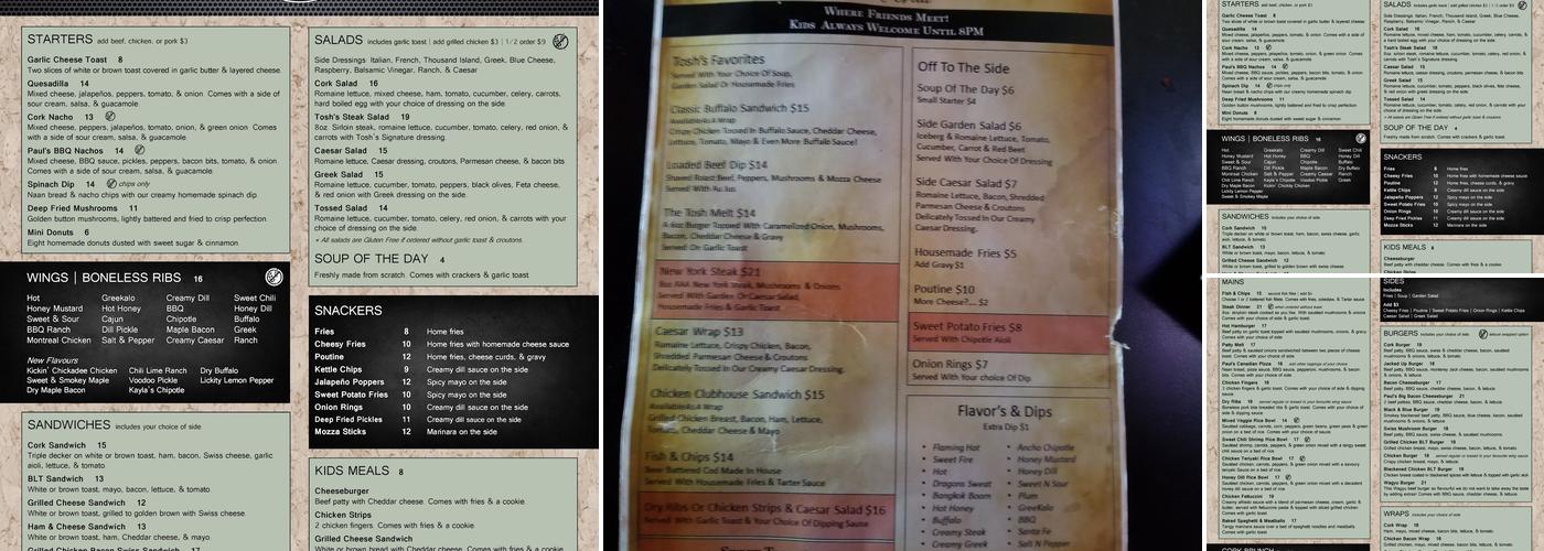 The Cork and Kettle Menu