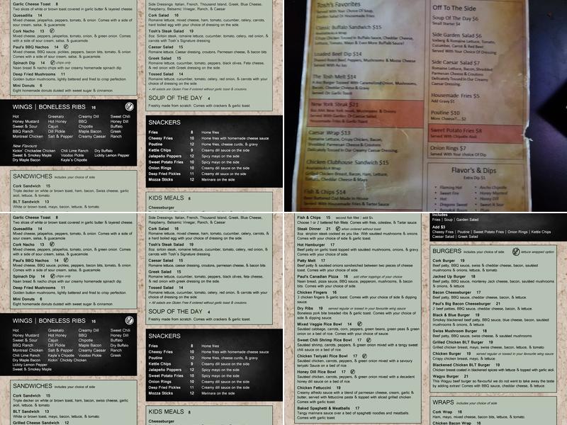 The Cork and Kettle Menu