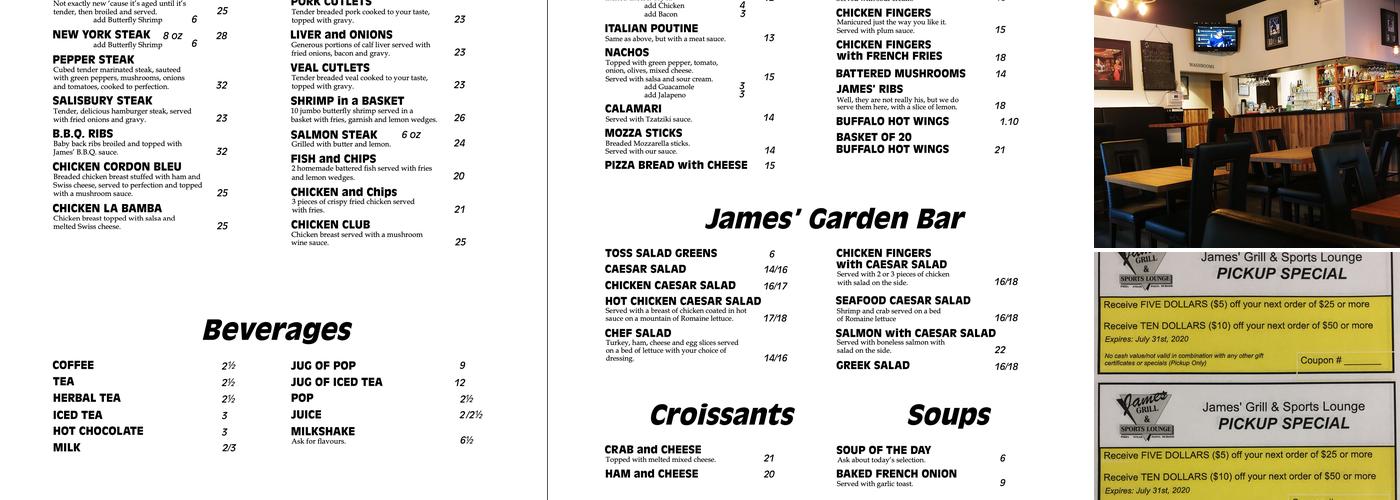 James Grill & Bar Menu