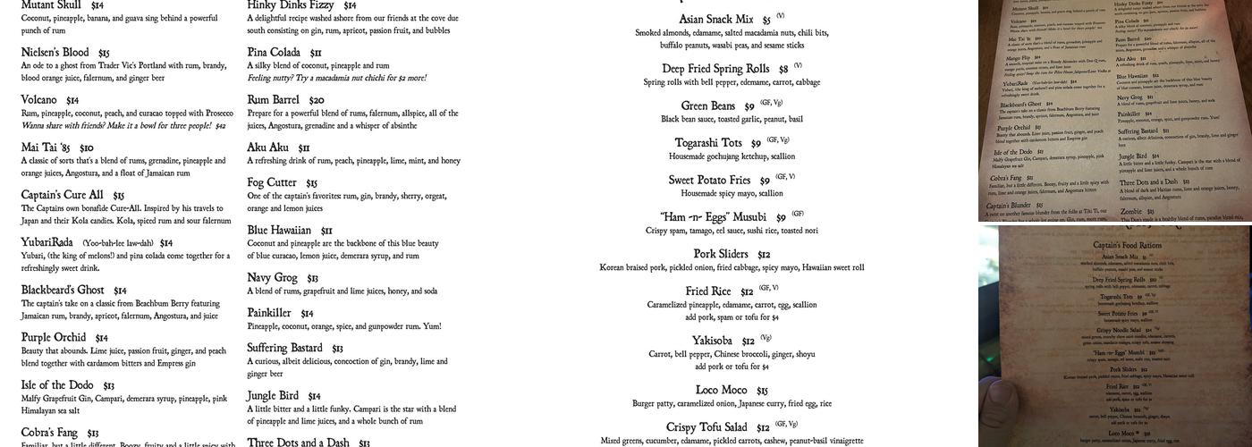 Dead Man’s Isle Menu