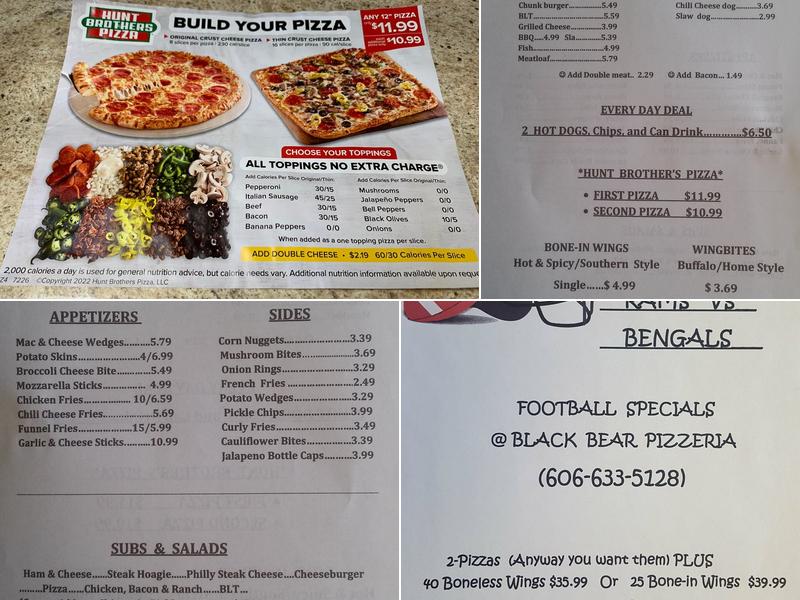 Black Bear Pizzeria Menu