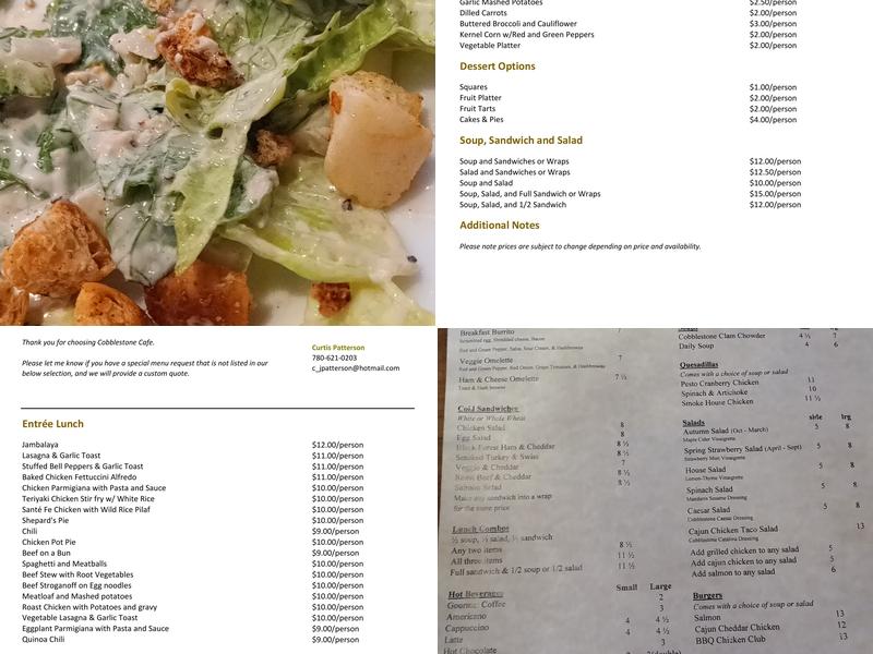 Cobblestone Cafe Menu