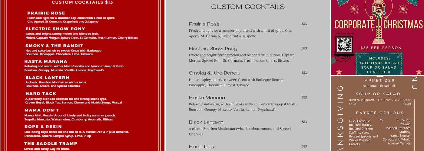 The Cookhouse at the TA Ranch Menu