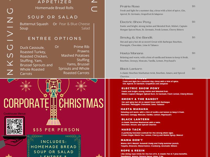 The Cookhouse at the TA Ranch Menu