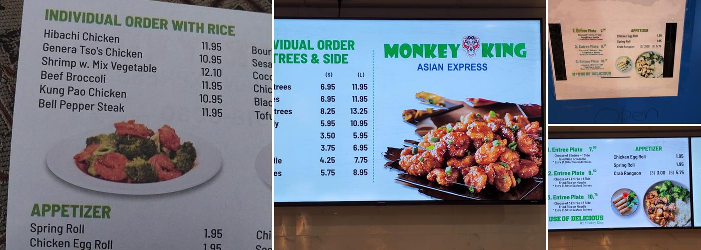 Monkey king Asian Express Menu