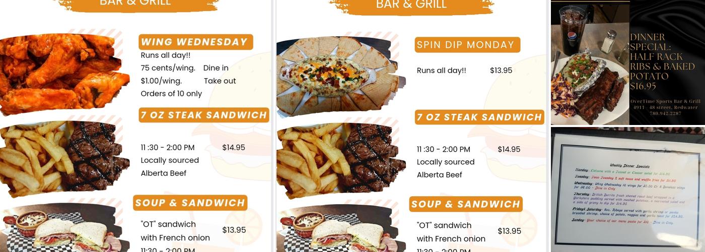 OVERTIME SPORTS BAR & GRILL ️ ️ Menu