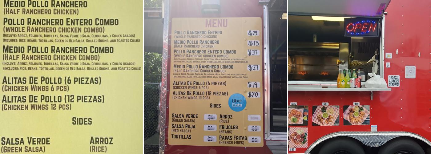 Daddy's Chickens Menu