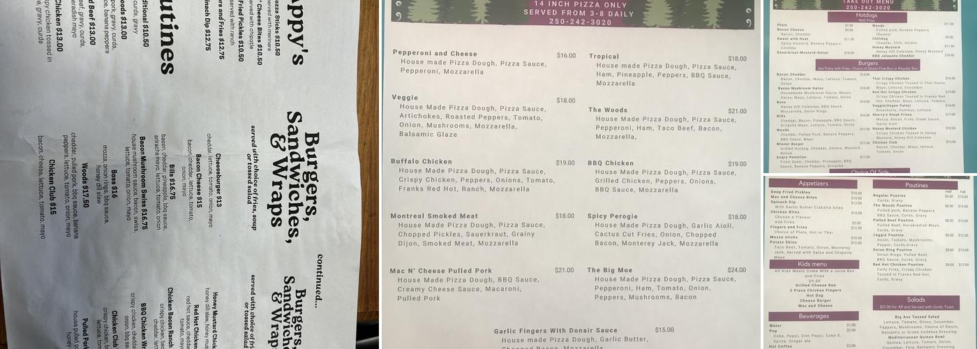 The Woods Diner Menu