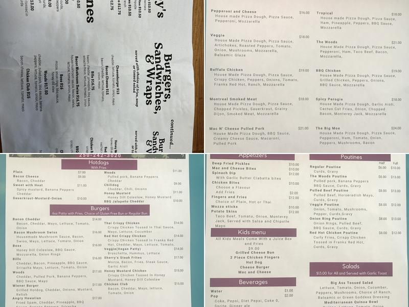 The Woods Diner Menu