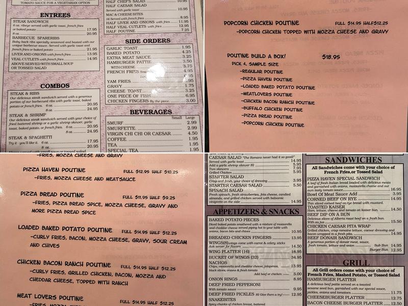 Pizza Haven Menu