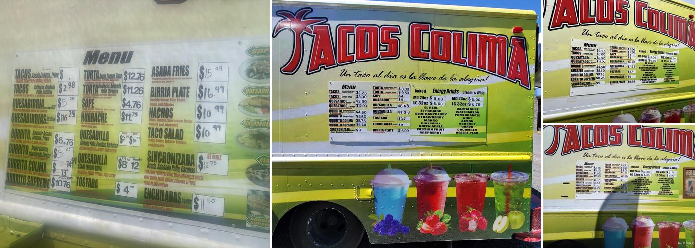 Tacos Colima Menu