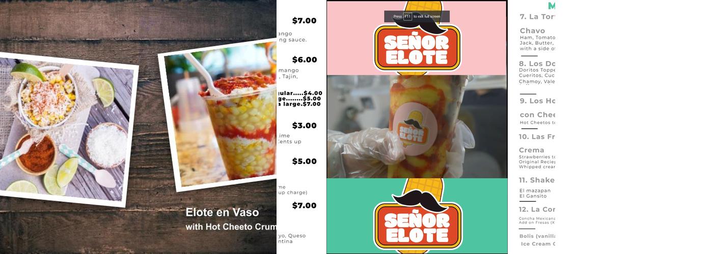 Senor Elote Menu