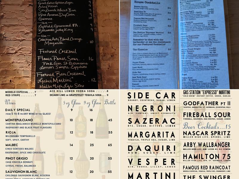 222 Bar Menu