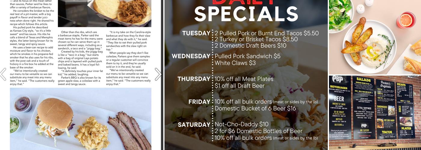 Parker's BBQ Pit Menu