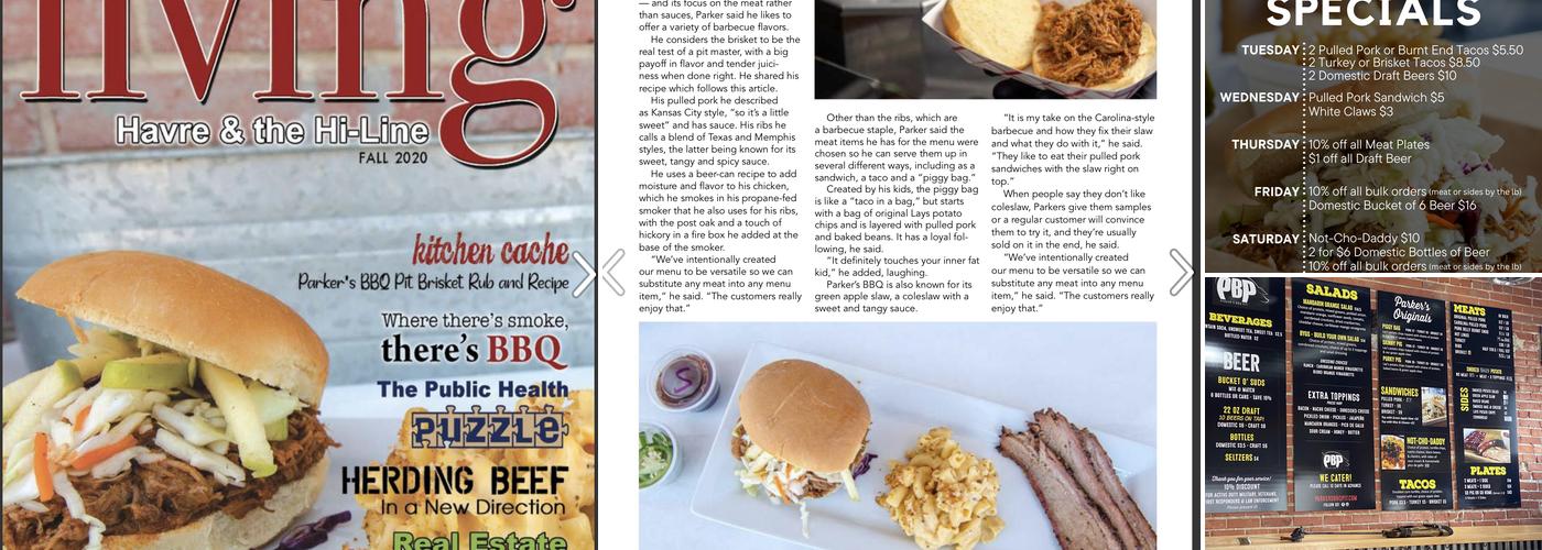 Parker's BBQ Pit Menu