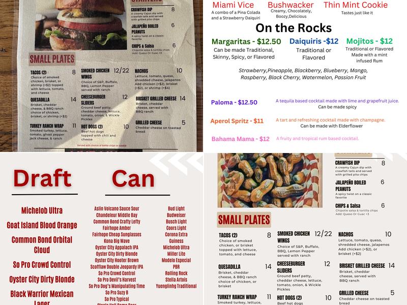 Red Bluff Bar at the Silos Menu