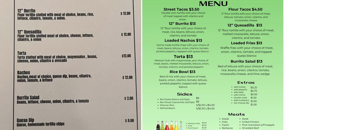 Lonchera Rodriguez Menu