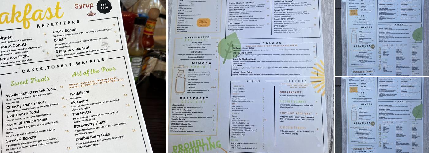 Syrup Cap Hill Menu