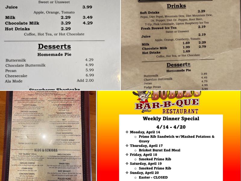 Bubba’s Bar-B-Que Menu
