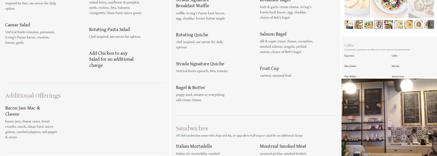 Strada Coffee Co. Menu